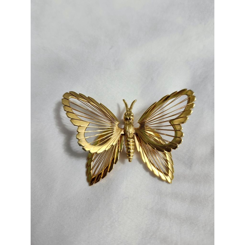 Monet Gold Tone Butterfly Brooch